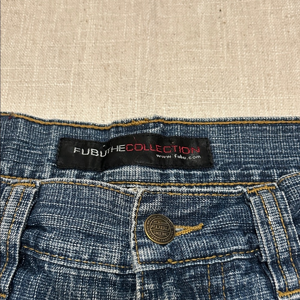 FUBU The Collection Shorts Men's 32 Blue Jeans Y2K Retro Distressed - Picture 6 of 15